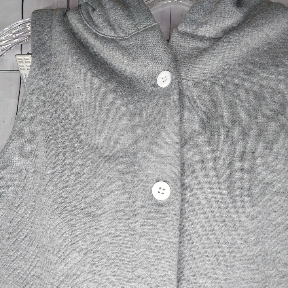 Zaful Gray Button-Up Hooded Vest Size 6 - Picture 5 of 15